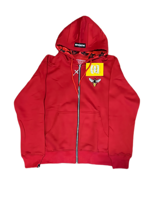 Red zip up